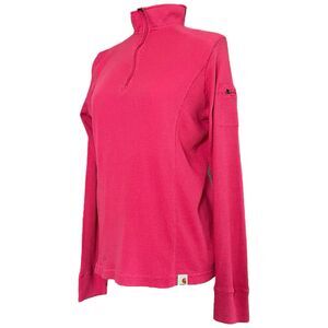 Carhartt Waffle Knit Thermal Pullover Womens L 1/4 Zip Pink Mock Neck Sweater